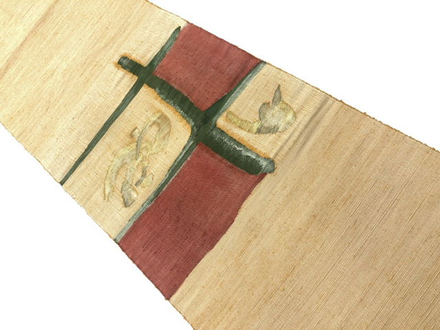 JAPANESE KIMONO / VINTAGE NAGOYA OBI / TSUMUGI / WOVEN ABSTRACT PATTERN